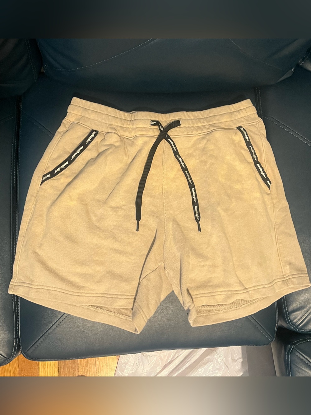 Hollister Tan Drawstring Shorts with Black Trim